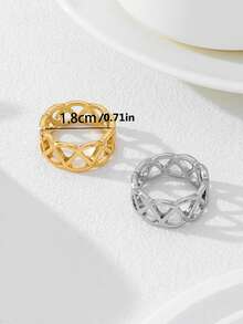 1 chiếc nhẫn hình học rỗng dệt theo phong cách thời trang Âu Mỹ, thích hợp cho nữ giới đeo hàng ngày. - Nhẫn hở - Xem 2