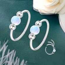 Nose Rings Hoops Opal Nose Piercings Jewelry 316LSteel Hypoallergenic Silver Septum Hoop Nose Ring For Women 18G Hinged Helix Rook Conch Cartilage Daith Tragus Earring