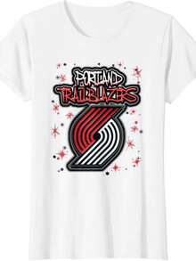 Portland Trail Blazers Airbrush Logo T-Shirt (2) - 白色 - 查看 1