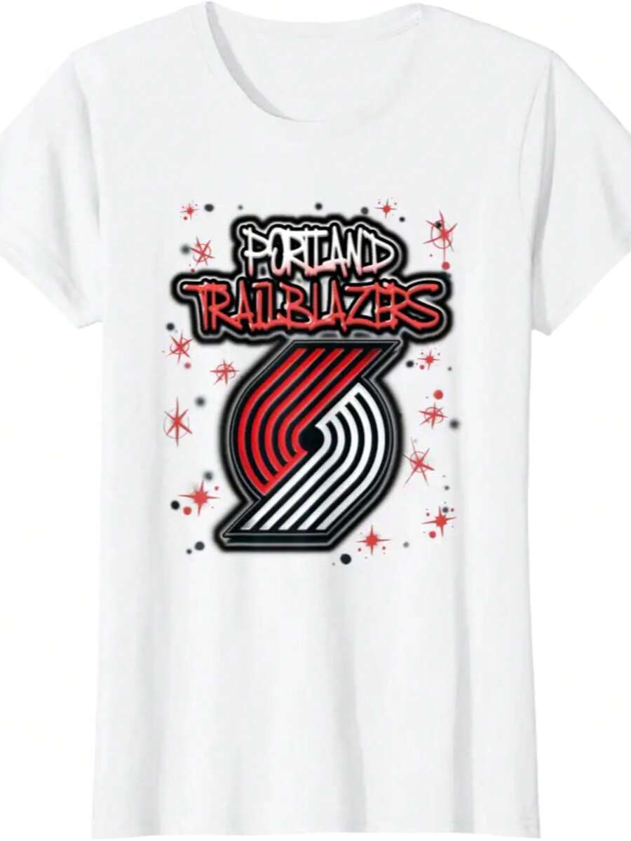 Portland Trail Blazers Airbrush Logo T-Shirt (2) - 白色 - 查看 1