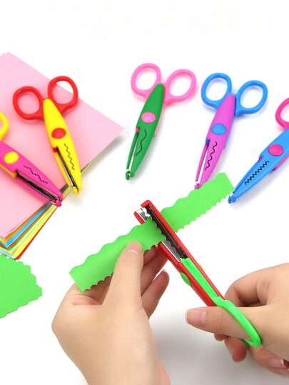Set Of 6 Kids' Decorative Scissors With Various Patterns, Including Floral And Wavy Patterns, School Supplies, Thanksgiving, Christmas, Birthday Gifts, Halloween Decorations
