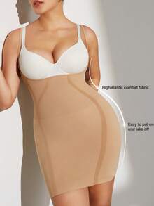 1pc Plus Size Women Shapewear Shaper Tummy Control Flat Sheath Slimming Waist Trainer Butt Lifter Body-Shaping Skirt Seamless PAUKEE - Apricot - View 4