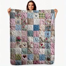 Scandinavian Printed Patchwork Blanket Features A Beautiful Flower Sea Theme Flannel Throw Blankets Nap Soft Office Travel Camping Home Decor Sister Brother Grandma Grandpa Christmas Halloween Thanksgiving Easter New Year Cozy - Multicolor 17 - View 2