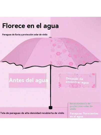 Paraguas de sol de Color sólido con protección UV para mujer y hombre, paraguas de viaje a prueba de viento, Mini contador de agua portátil, paraguas soleado con floración