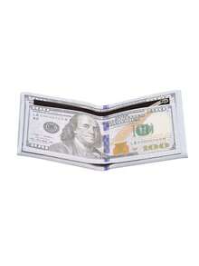 美元图案双折钱包 PU 皮革多卡位信用卡夹拉链钱包硬币男士最佳礼物钱包钱包小钱包男士钱包真皮 - 彩色 - 查看 13