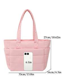 女士轻便蓬松手提包，适合旅行、工作、海滩、健身房、购物 - 粉色 - 查看 9