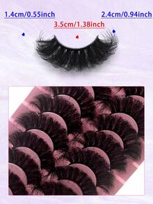ENCHUW 10 Pairs Soft & Fluffy 3D Eyelashes, Russian Volume, D-Curl, Dramatic Messy Mink Lashes,Cat Eye Lifting Eyelash Full Lash Strips Bold & Charming Reusable - Black - View 2