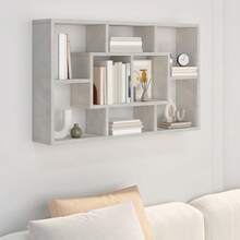 Estantería de pared vidaXL, gris hormigón, 85x16x52,5 cm, madera de ingeniería. - Marrón - Ver 1