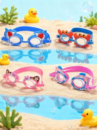 Kids Cartoon Swimming Goggles, Suitable For 2-8 Years Old Boys And Girls - Anti-Fog, Waterproof, UV Protection, Soft Silicone, Adjustable Strap, Cute Animal Shaped Swimming Goggles
