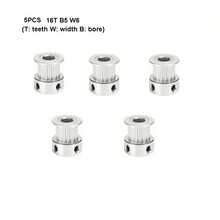 5/10个 GT2 同步带轮 16 20 齿 2GT 铝制 孔径 5 6.35 10mm 皮带宽度 6 10mm 同步轮齿轮 3D 打印机零件