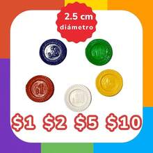 Fichas de plstico estilo moneda mexicana - Pesos mexicanos didacticos de colores - Valores mexicanos - Monedas didcticas - Paquete de 90 piezas - material escolar. - inicial - Ver 3