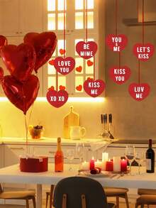 情人节心形挂饰，浪漫爱情饰品，求婚、婚礼及派对装饰礼品 - 紅色 - 查看 2