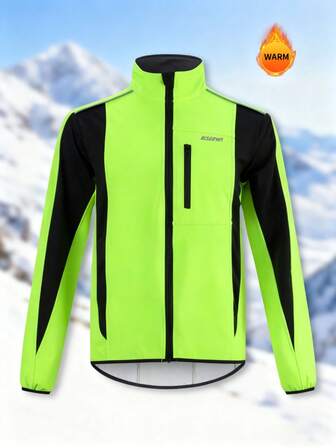 HISERWA FIETSJERSEY VOOR HEREN Herfst/Winter Fietsjack Thermisch Gevoerd Warm Koudebestendig Winddicht Jack Racefiets Heren Top