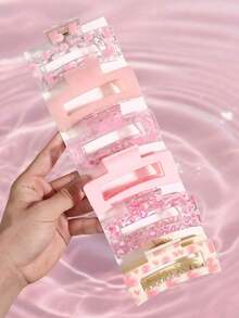 Large Sweet & Chic Pink Rectangular Hair Claw Clip, Strong Grip, Minimalist Daily Women's Hair Accessory, Suitable For Thick/Thin Hair, Elegant & Cute Casual Street Style, Suitable For Spring, Summer, Autumn, Winter Fashion Hair Clip Elegant Hair Accessories - Màu xanh lam - Xem 5