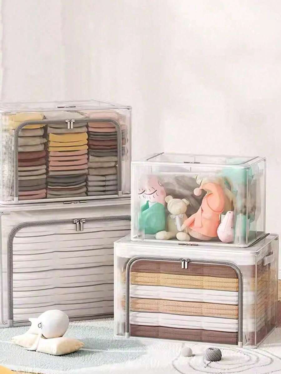 1pc 24L/66LFoldable Transparent Clothes Storage Box - Waterproof Organizer For Clothes And Blankets - Ideal For Student Dormitories And Wardrobe Packing Decorations Decor Festival Decor Room Decor Home Decor Bed Room Decor Bedroom, Organizer, Home Storage, White T Shirt Women, Black Pants Women, Ladies Winter Clothes, Dress,