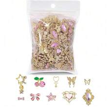 40Pcs Mixed Silver Metal Nail Charms Set, Includes Star, Cross, Planet, Rhinestones, 3D Decor Y2K Nail Accessories Nail Supplies Nails Nail Gems - Multicolor - View 6
