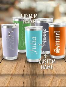 1 pieza Vaso personalizado de 20 onzas, taza de viaje con nombre personalizado, vaso grabado con láser, taza de agua de acero inoxidable, taza aislada portátil para automóvil, vaso para dama de honor, vaso aislado fácil de limpiar, exquisito, de alta calidad personalizado, único regalo ideal para ella, delicada romance, excelente para senderismo, campamento, navegación, viajes diarios, perfecto para viajes