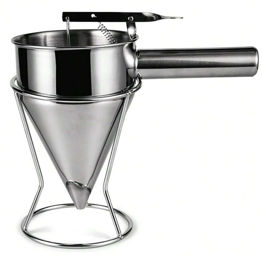 Stainless Steel Takoyuki Batter Funnel With Stand – Professional Octopus Dumpling Dispenser, An Essential Kitchen Tool For Pouring Takoyuki Pancake And Sushi Batter!