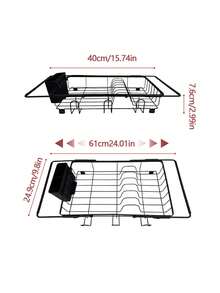 1pc Expandable Sink Dish Drying Rack, Large Capacity Cup Bowl Plate Storage Organizer For Kitchen - Multicolor - View 2