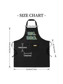 Big. Bro Waterproof Oilproof Kitchen Chef Aprons With Pockets For Men Women, Adjustable Cooking Apron - 黑色 - 查看 4