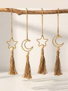 Eid Al-Fitr Metall Stern & Halbmond Anhänger, Heimdekoration, Hängende Verzierung mit Jutequaste - Feiertags-Heimdekoration, Muttertagsgeschenk, Eid Al-Adha Geschenk, Ramadan Geschenk, Geburtstagsgeschenk, Neujahrgeschenk, Ostergeschenk - Verschiedenfarbig - Übersicht 6
