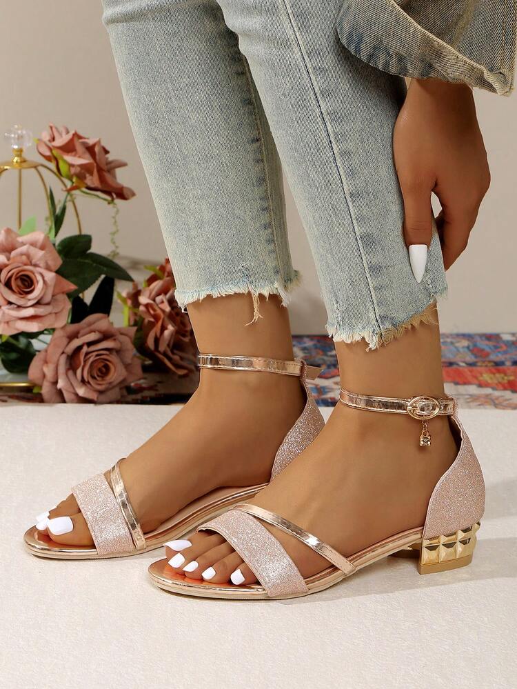 Women's Comfortable High Heel Sandals, Fashion Buckle Open Toe, Suitable For Casual, Dress, Wedding, Party, Evening Wear - Pink - View 4