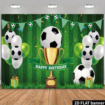 2D platt födelsedagsfest bakgrundsduk, fotbollstrofé födelsedag utsökt personlig bakgrundsvägg, heminredning