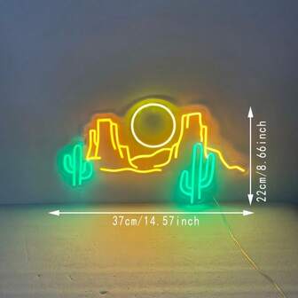 Desert & Cactus Style LED Neon Sign, Plastic Wall-Mounted With Switch Control, Multifunctional Indoor Decoration, USB-Powered, Multi-Color Neon Effects - Battery-Free,Bedroom Decorations , Wall Decoration ,Men Gifts,Dinosaur,Funny Gifts,Lights For Decoration,Lamps Living Room,Led Strip Lights