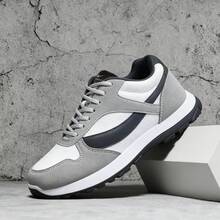 SHUANGXING 男士时尚运动鞋 - 透气织物鞋面，低帮，圆头，轻便耐磨鞋底，系带设计，适合休闲穿着和轻度运动，四季皆宜 - 黑白灰 - 查看 4