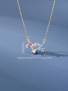 1pc S925 Sterling Silver High-End Design Elegant Pearl & Zirconia Geometric Necklace For Women