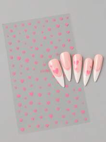 2pcs Mini Red & Pink Heart Nail Art Stickers, French Confession Heart Wedding Nail Decals, New Year Nail Jewelry Decoration - Multicolor - View 9