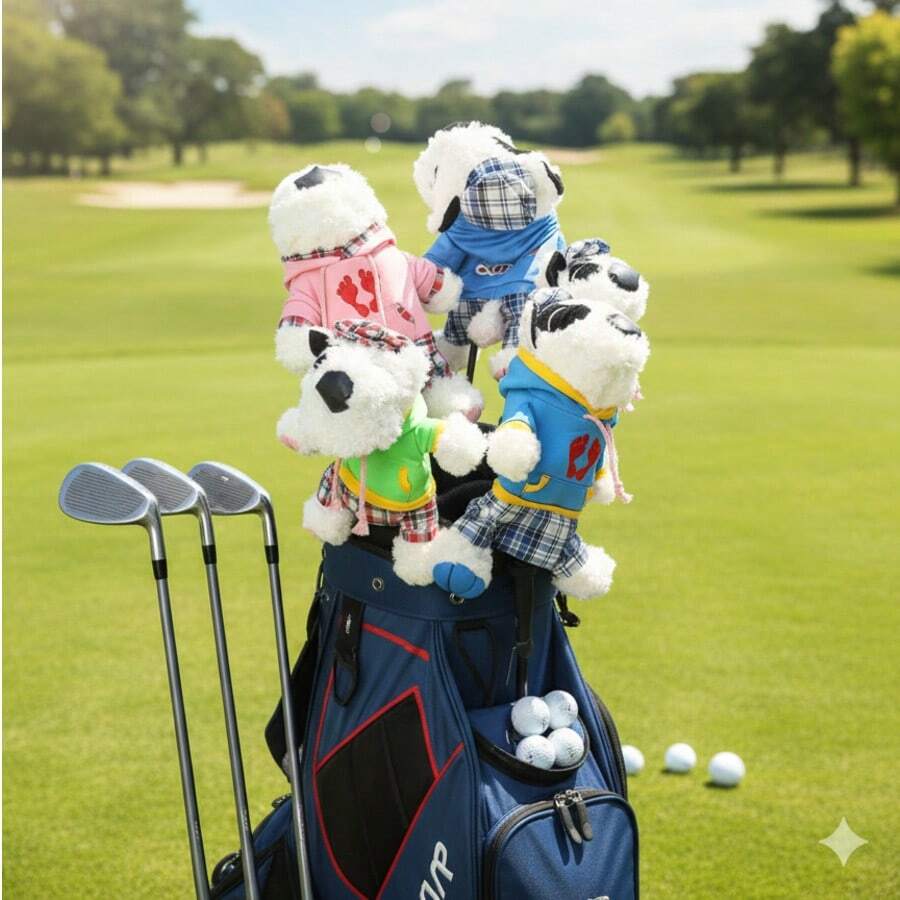 1pc Plush Cartoon Animal Golf Club Head Cover, Cute Animal Golf Club Protector, Protective Headcover, Made Of Mixed Color Flannel Fabric, Suitable For Golfers, Golf Accessories, Durable And Adorable - Multicolor - View 1