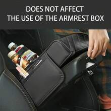Universal Car Interior Organizer - Cup Holder &PhoneStorage For Vehicles, 5-In-1 MultifunctionalCar CenterConsole Armrest Pad, Storage Bag &Armrest Box Pocketfor Long-Distance Travel - Black - View 6