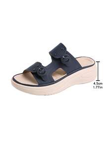 Sandalias con correa de gancho y bucle para exteriores, nuevas zapatillas de playa de verano con suela blanda antideslizante y resistente al desgaste, pantuflas casuales 2 en 1 - Azul Marino - Ver 10
