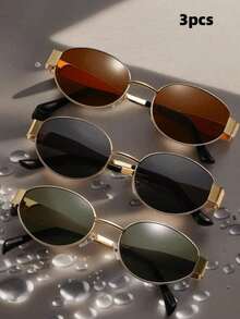 نظارات معدنية بوهيمية عتيقة بشكل بيضاوي للجنسين، نظارات زينة عصرية عالية الجودة بطراز الشارع