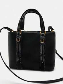 新款黑色迷你都市手提包/单肩包，时尚水桶包，尽显优雅气质，百搭实用 - 黑色 - 查看 6