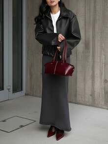 Áo khoác nữ mùa xuân và mùa thu, thiết kế thoải mái, mát mẻ và thanh lịch, tạo cảm giác thư thái, thích hợp cho du lịch, mang lại cảm giác tự do, có khóa kéo, kiểu dáng rộng rãi, tay dài, phối màu, ve áo, thích hợp cho kỳ nghỉ thư giãn, không co giãn, chất liệu vải có họa tiết, thời trang và màu đen đơn giản. - màu đen - Xem 5