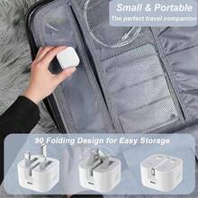 1/2pcs 20W UK Plug Foldable Fast Charging Adapter, High-Efficiency Fast Charging Charger Compatible With IPhone 17/15/16 Series, Phone Charger High Output Power - UK Plug(220-240V) - View 3