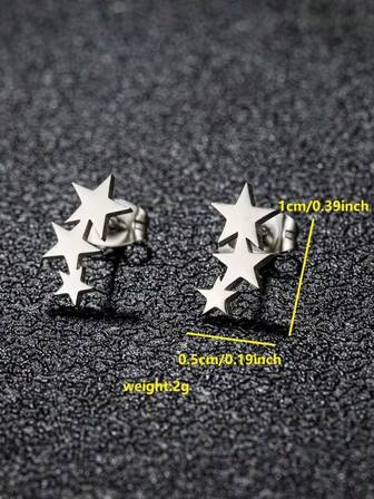 1-4 Pairs Fashion Stainless Steel Star Earrings 304 Material Plating-Free Hypoallergenic Perfect Women's Daily Outfits Enhance Elegance Ideal Small Gift Wives Friends