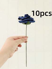 1/5/9支皇家蓝泡沫玫瑰花束（带茎） - 优雅人造花，适用于婚礼装饰、家居和酒店点缀，以及圣诞节、复活节、情人节、感恩节、毕业典礼等节日。 - 寶藍色 - 查看 9