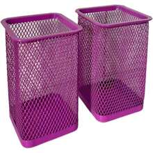 Saikvi Mesh Pen Holder Pencil Cup Holder Purple Pen Organizer For Desk Square Pencil Cup For Office And School (1 X, Purple) - ColorD - 查看 4