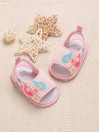 Zapatos de preandador suaves y transpirables con diseño de sirena para bebés de 6-12 meses, pantuflas para interiores