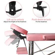 Massage Tables Portable 24" Wide Adjustable Folding Massage Bed, Lightweight Aluminum Esthetician Bed, Tattoo Chair For Client,Tattoo Table For Spa And Beauty Professionals (Pink) - 粉色 - 查看 6