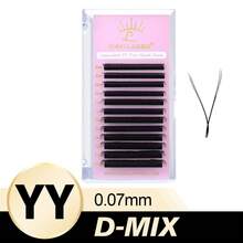12 Rows YY 3DW 4DW 5DW 6DW Eyelash Extensions 12 Lines C D Curl 0.07 Thickness 8-15 Length W Shape Lashes
