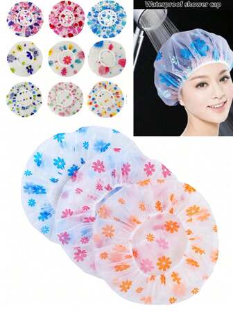 4-In-1 Travel Double-Layer Shower Cap, Waterproof Elastic Reusable Shower Cap, Thick Large High Elasticity Shower Cap For Bathing And Hair Care, Convenient For Travel, Essential For Home Bathroom Decor In Summer