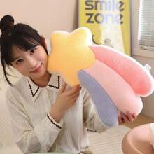 1个卡通可爱毛绒抱枕娃娃，彩虹派对系列，包含彩虹、星星、月亮、花朵、流星、皇冠等图案，柔软毛绒填充娃娃，家居装饰，儿童玩偶，沙发靠垫，生日/情人节/复活节礼物 - 彩色 - 查看 12