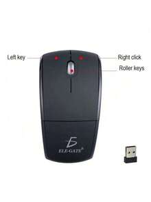 ELE-GATE Mouse Inalámbrico Plegable Wireless Abatible Dpi 1200-Se pueden aceptar enlaces de menos de 10 metros para apoyar el trabajo y los juegos - Negro - Ver 2