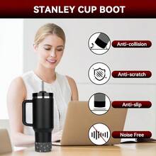 SLAW2PCS Silicone Glitter Neon Stanley Cup And Hydroflask Boot Protectors - 12-24oz And 20-40oz Avoid Scratches And Noise - 黑色 - 查看 5