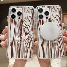 Brown Woodgrain Design Print Element-Design Phone Case, Suitable For IPhone Models 16, 15, 14 Pro Max, 13, 12, 11, XR, XS Plus Phone Cases, Made Of TPU Silicone Material, Providing Shock And Drop Protection, With Drop Protection Function, And Has A Very Good Hand Feel. It Is The Most Suitable Gift For Family, Friends, And Loved Ones. - Clear - View 3