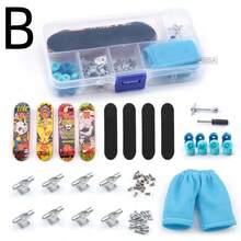 1套手指滑板收纳盒，DIY合金滑板组装套件，迷你磨砂双翘滑板玩具，多件套手指滑板套装